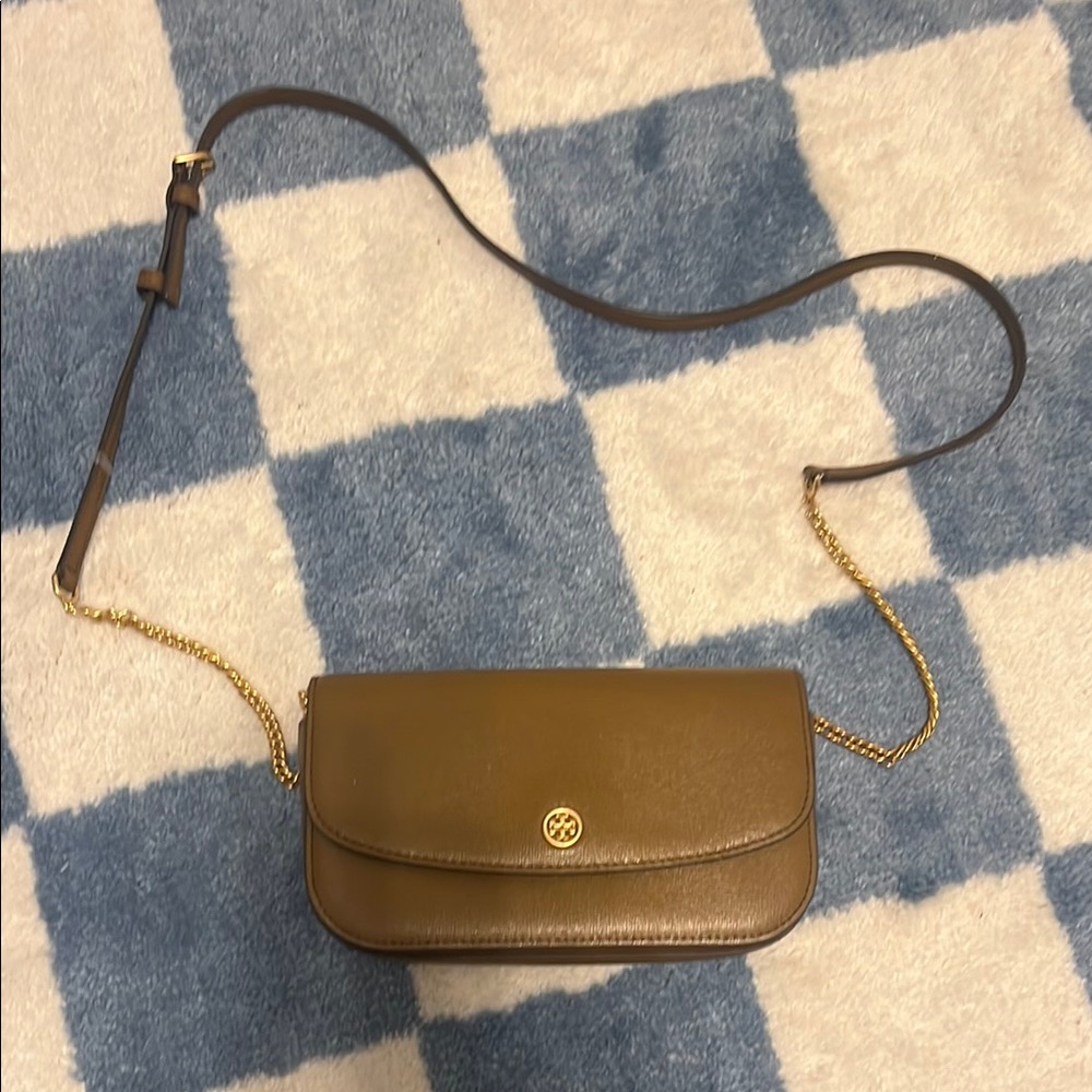 Tory Burch Brown Leather Robinson Crossbody